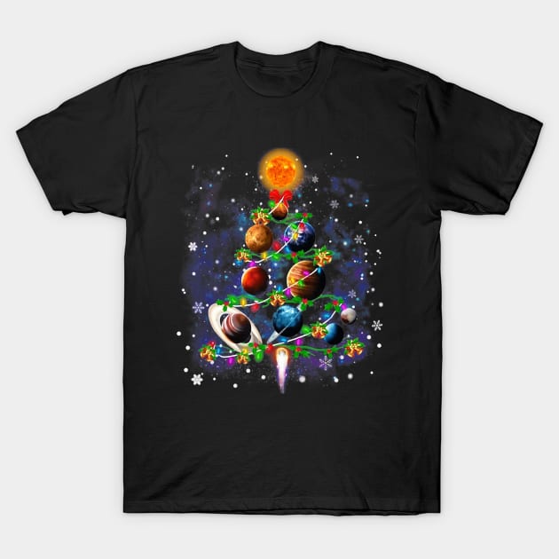 Solar System Planets Christmas Tree gift decor Xmas tree T-Shirt by jrgenbode
